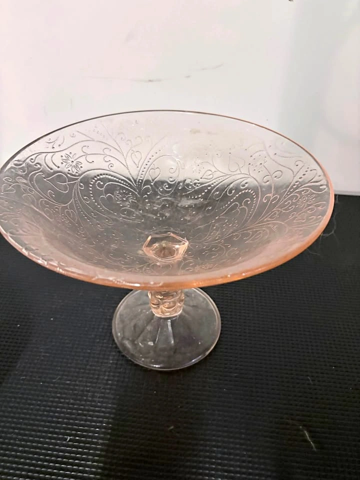 Vintage Pink Depression Glass Compote