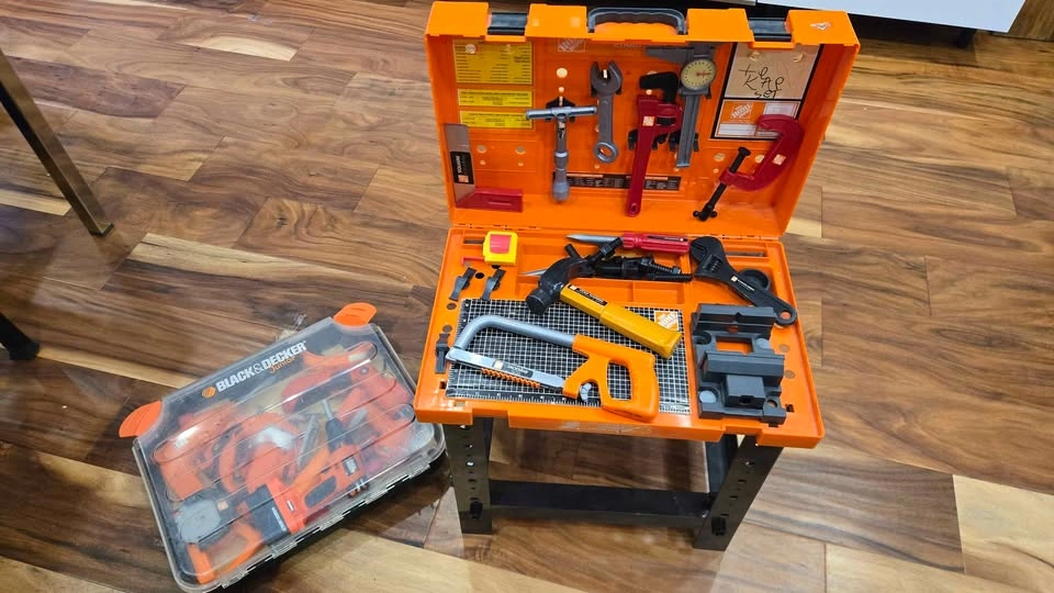 Home Depot Workbench and Black & Decker Junior Tool Set