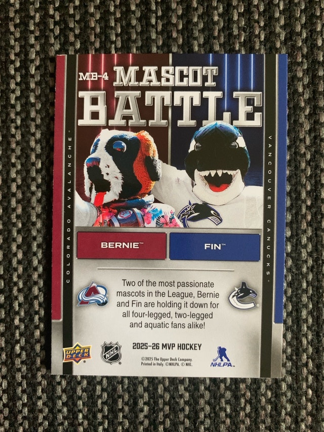 Upper Deck Mascot Battle Bernie Fin Trading Card - photo 3
