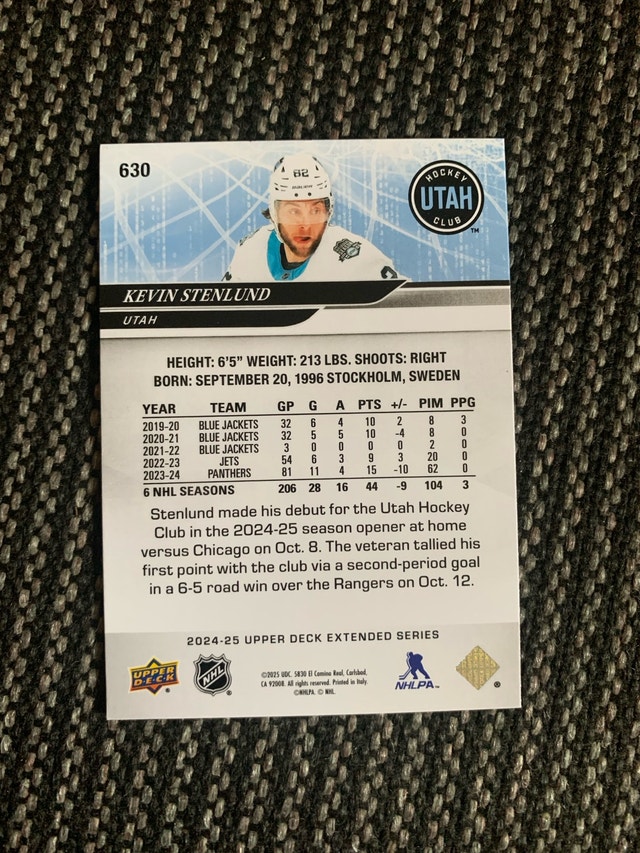 Upper Deck Kevin Stenlund Hockey Card - photo 3