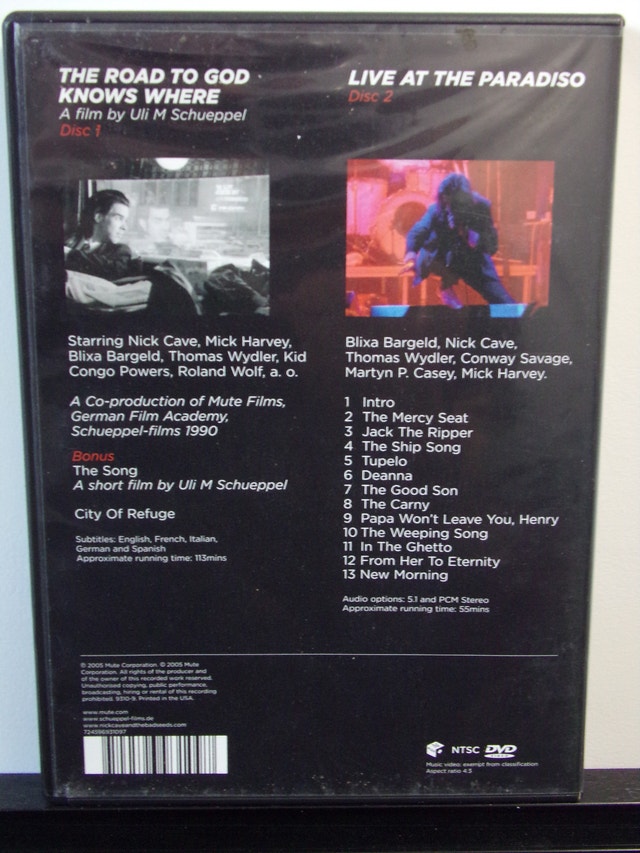 Nick Cave - The Road To God Knows Where/Live At The Paradiso DVD - photo 2