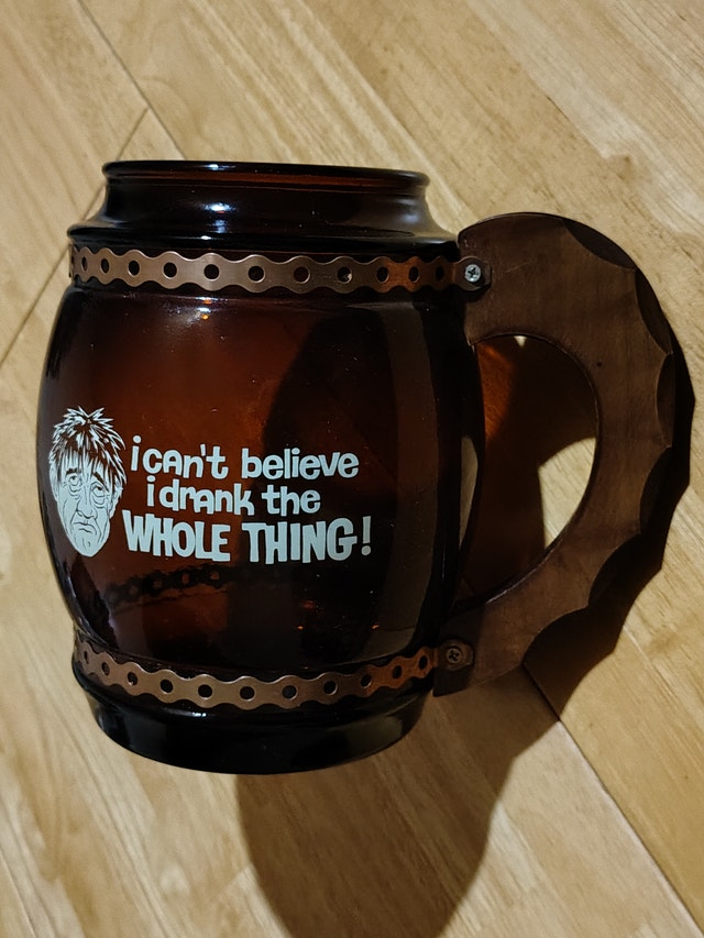 Vintage Brown Glass Siesta Ware Style Mug Wood Handle