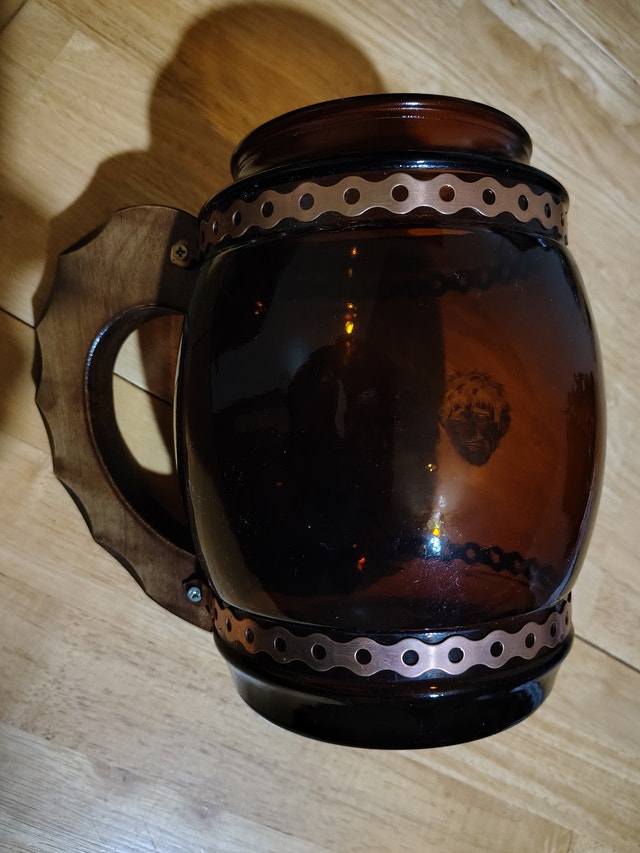 Vintage Brown Glass Siesta Ware Style Mug Wood Handle - photo 5