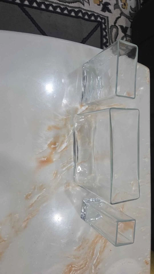 Set of 3 Clear Glass Rectangular Vases - photo 2