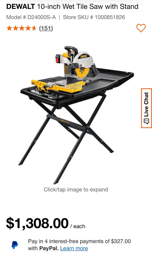 DEWALT 10-inch Wet Tile Saw with Stand D24000S - photo 2