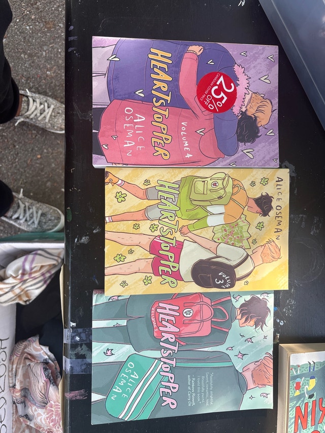 Heartstopper Volumes 1, 3, and 4 by Alice Oseman