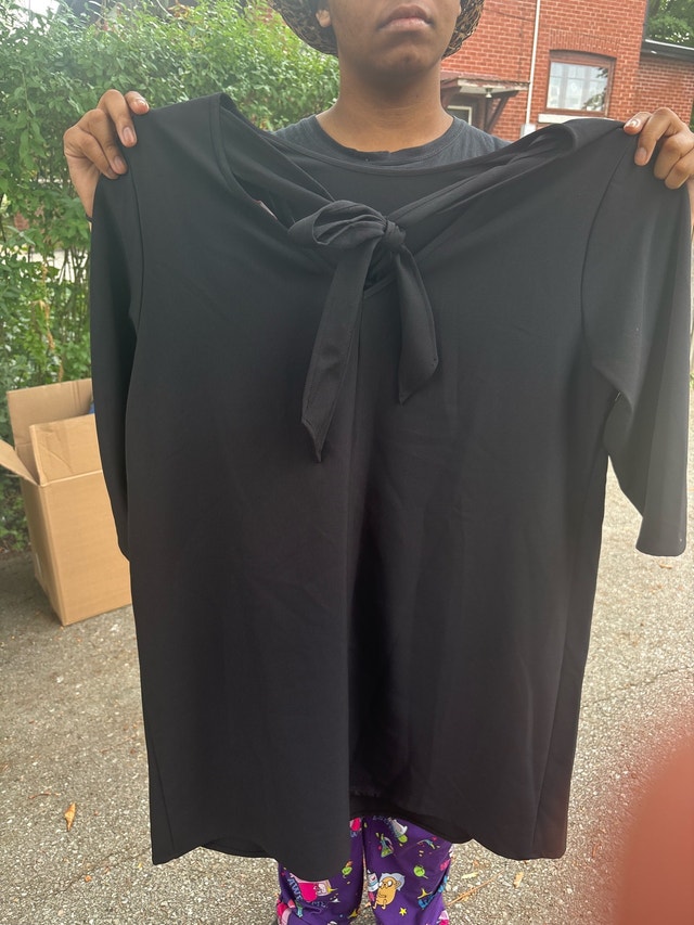 Black Tie-Front Dress