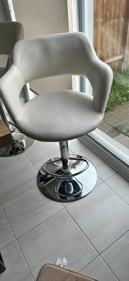White Faux Leather Swivel Bar Stool