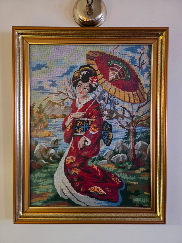 Hand-Embroidered Needlepoint Art – Framed – 4 Pieces - photo 2