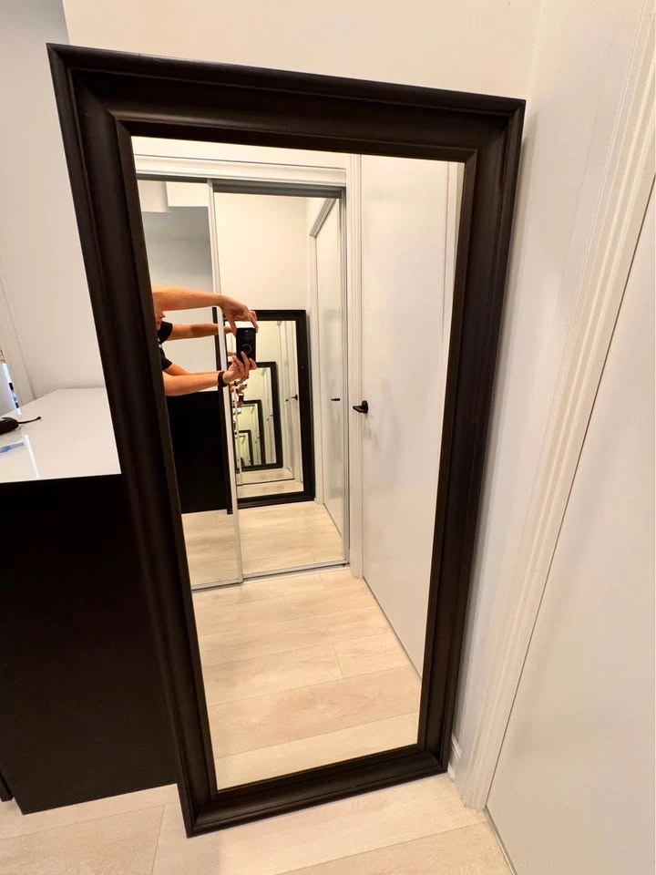 Large Dark Brown Framed Floor Mirror 29” wide x 65” high - photo 2