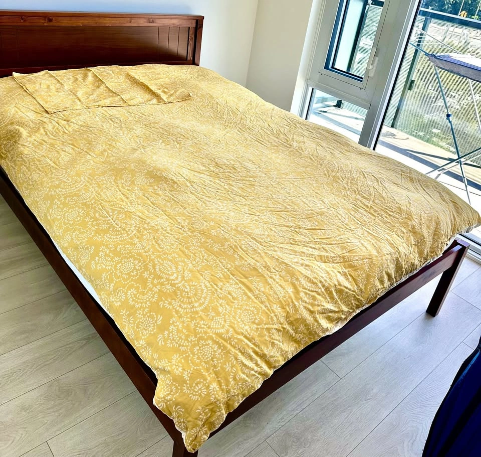 Ikea Duvet cover and one pillowcase, yellow/white