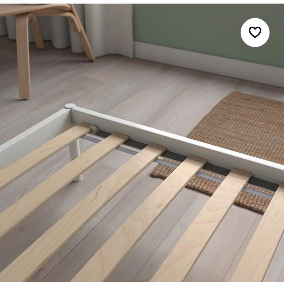 IKEA white metal bed frame with wooden panels - photo 3