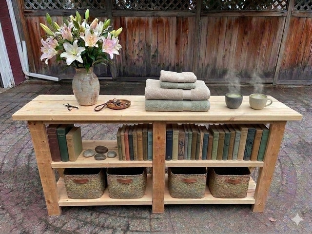Handcrafted Pine Console Table - one of a kind