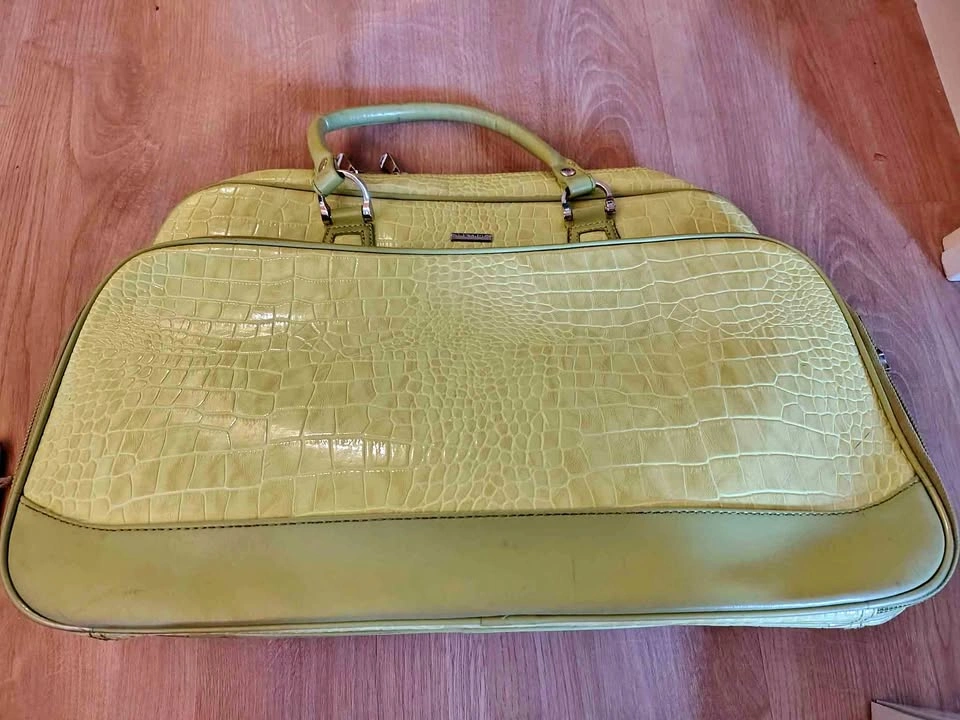 Ricardo Beverly Hills Lime Green Faux-Croc Laptop Bag
