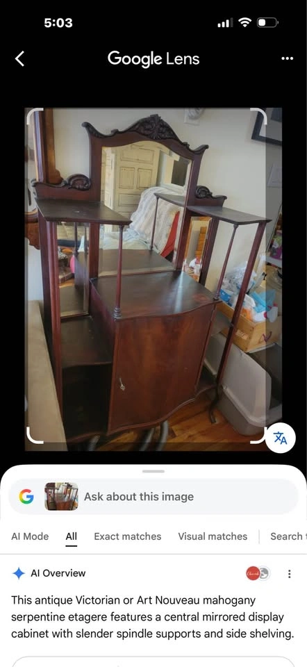 Antique Victorian Mahogany Serpentine Etagere Cabinet - photo 2