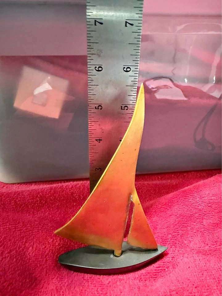1960s Mid-Century Modern Brass Tabletop Sailboat