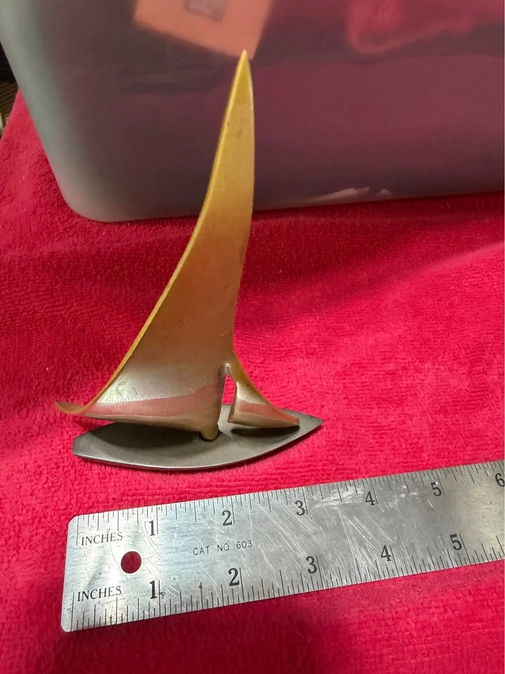 1960s Mid-Century Modern Brass Tabletop Sailboat - photo 2