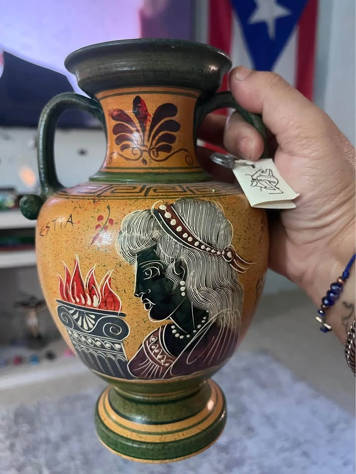 Handmade Greek Amphora Vase with Erotic and Mythological Art - photo 2