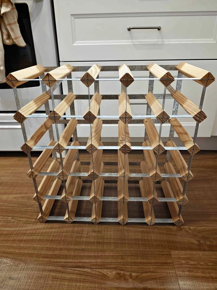 Wooden and Galvanized Steel Wine Rack