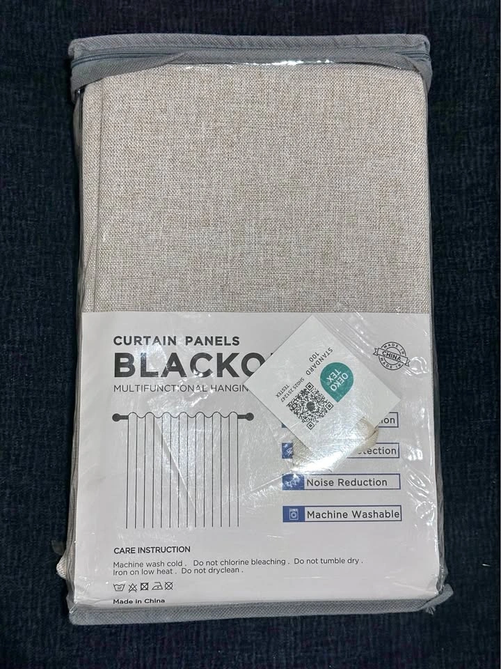 BRAND NEW Dark Beige Faux Pinch Pleat Blackout Curtains