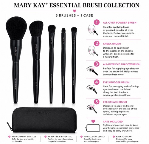 Mary Kay Essential Brush Collection/5 Makeup Brushes+Case - photo 3