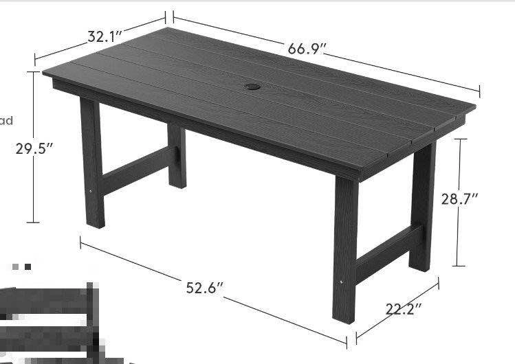 Charcoal HDPE Outdoor Dining Table - photo 2