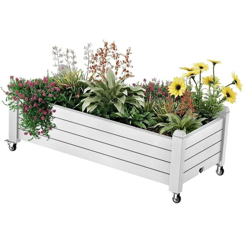 NEW IN BOX Mobile White Raised Garden Bed with Wheels