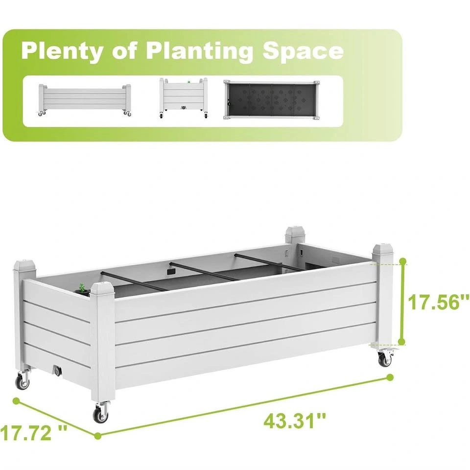NEW IN BOX Mobile White Raised Garden Bed with Wheels - photo 2