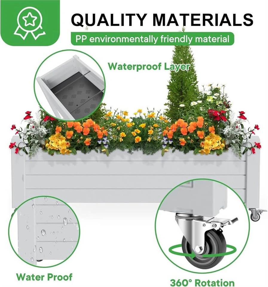 NEW IN BOX Mobile White Raised Garden Bed with Wheels - photo 3