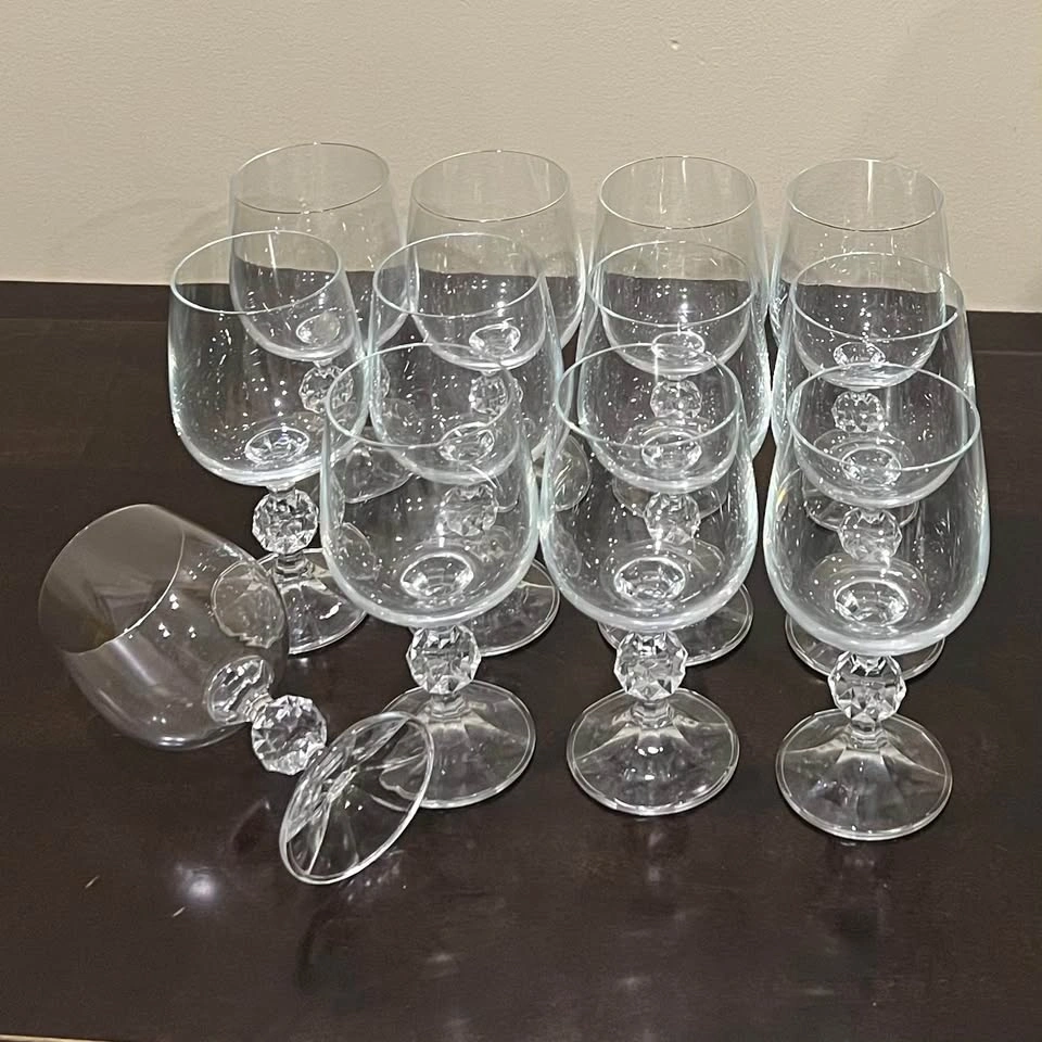 Bohemia Crystal Claudia Wine Glasses Diamond Faceted Stem - photo 2