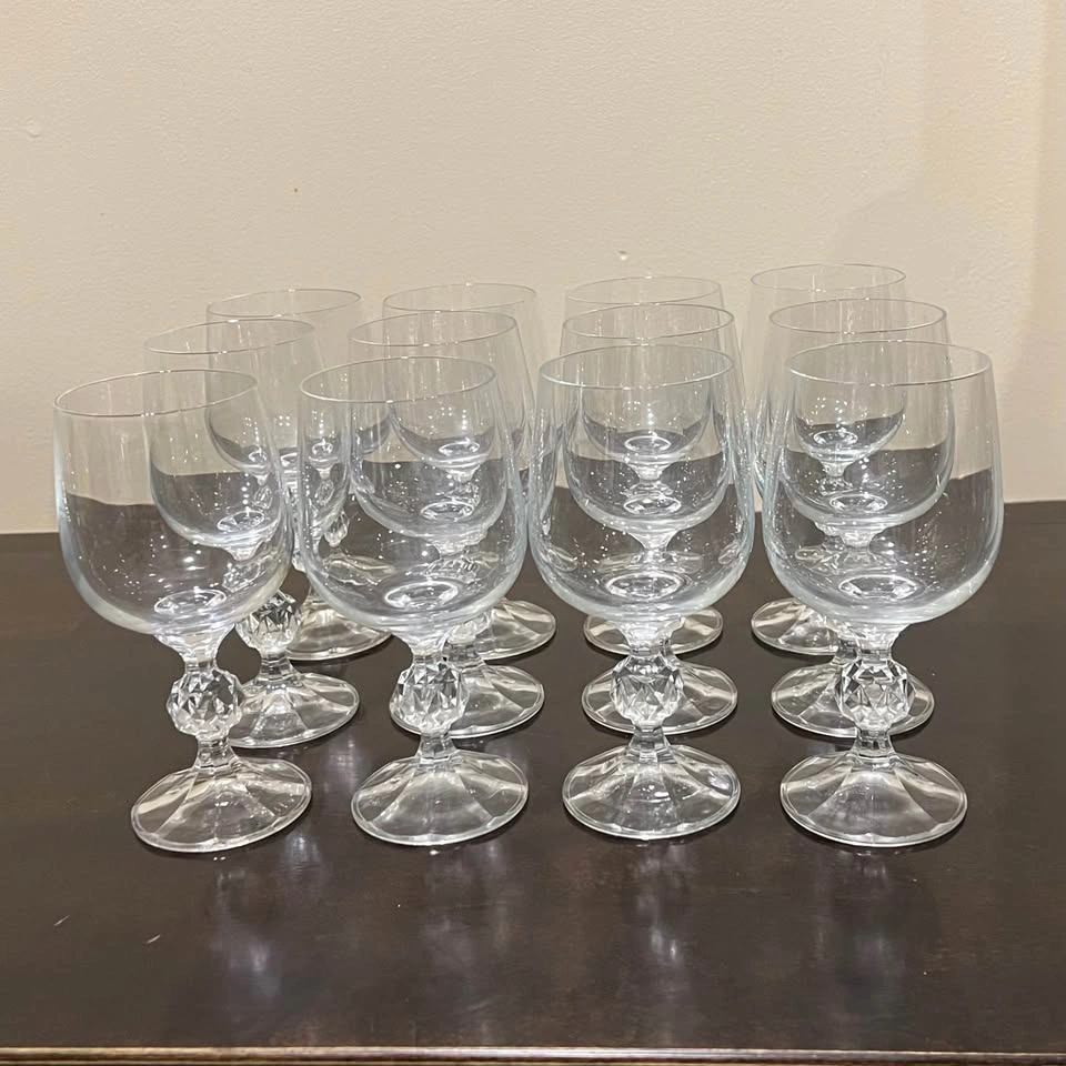 Bohemia Crystal Claudia Wine Glasses Diamond Faceted Stem - photo 5