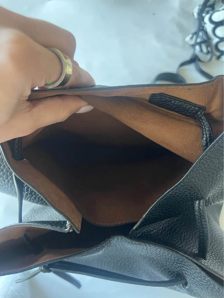 Street Level Vegan Black Leather Bucket Backpack - photo 4