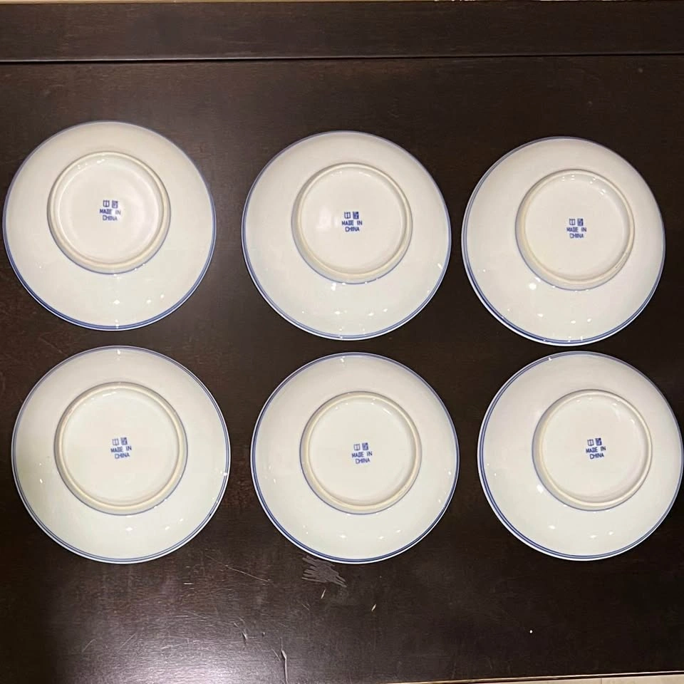 Set of 6 Vintage Blue Willow Pattern 5.5” Small Deep Plates - photo 2