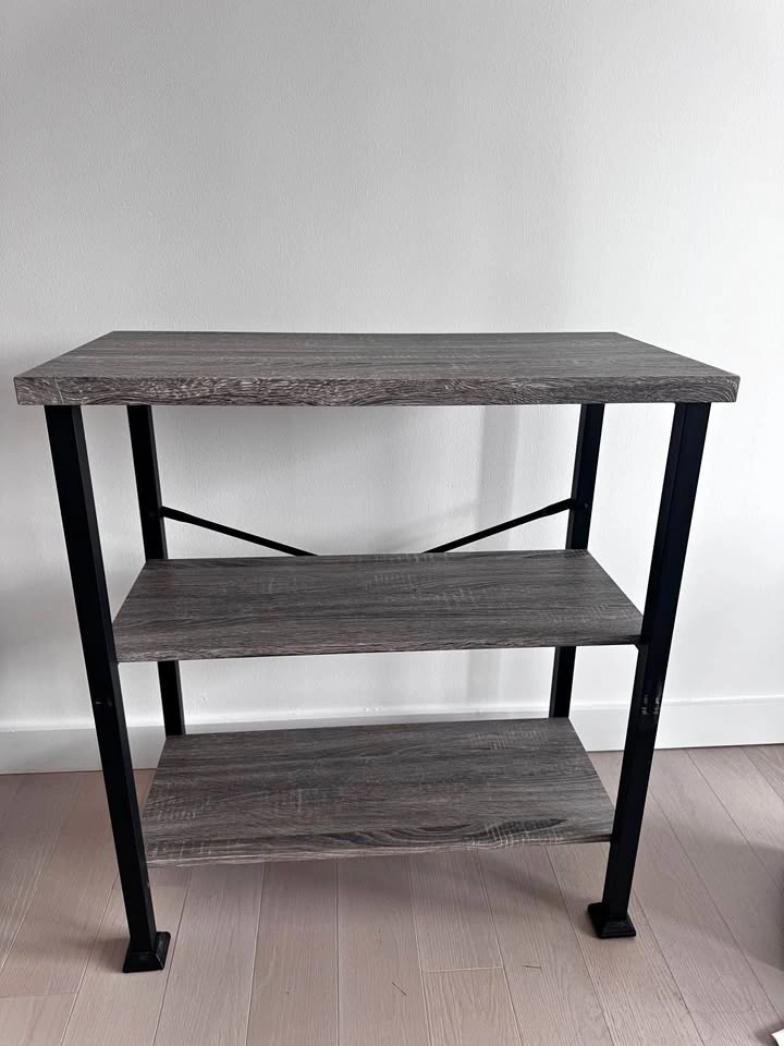 Industrial 3-Tier Wood and Metal Shelving Unit
