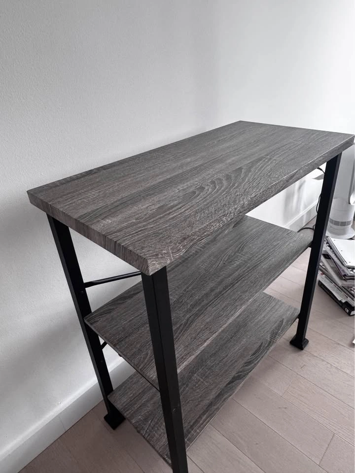 Industrial 3-Tier Wood and Metal Shelving Unit - photo 4