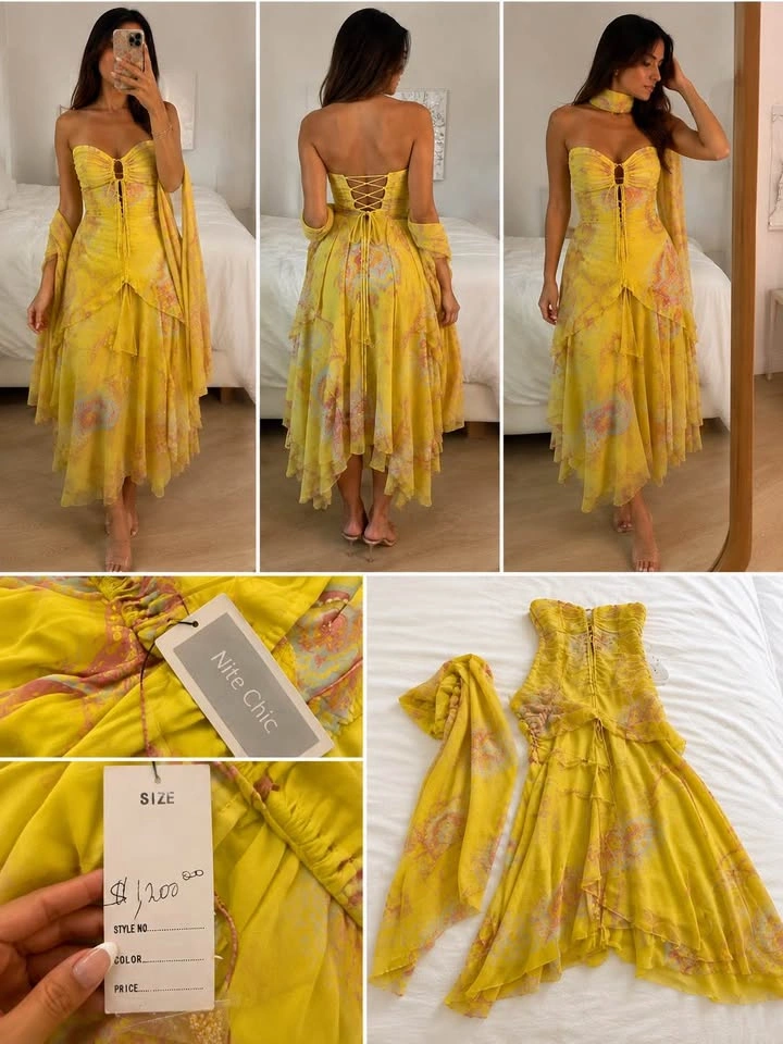 Beautiful Yellow Nite Chic Dress – Size 10 - photo 5