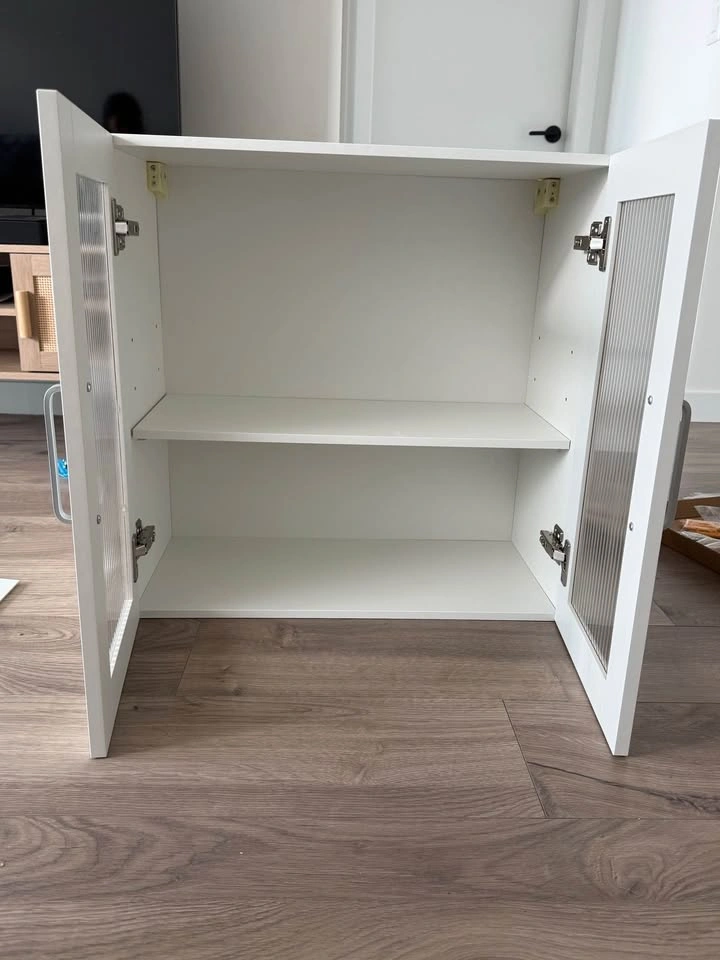 Vevor White Wall Cabinet with Fluted Glass Doors - photo 2