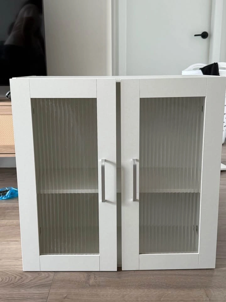 Vevor White Wall Cabinet with Fluted Glass Doors - photo 4
