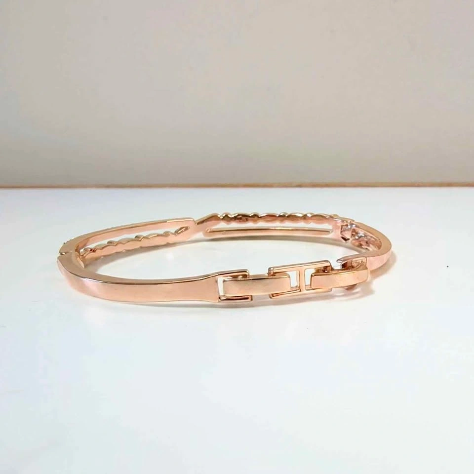 18K Rose Gold Plated Crystal Love Bangle Bracelet - photo 2