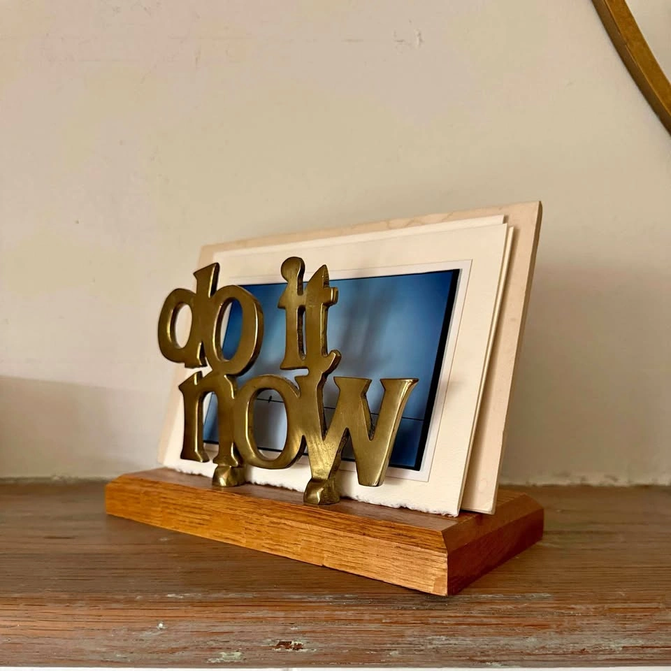 Vintage Brass “DO IT NOW” Letter Holder – MCM Desk Organizer