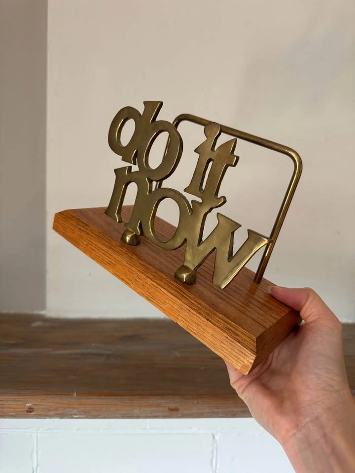 Vintage Brass “DO IT NOW” Letter Holder – MCM Desk Organizer - photo 2