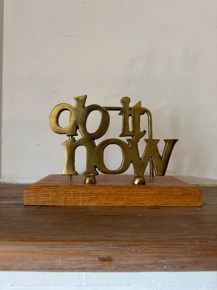 Vintage Brass “DO IT NOW” Letter Holder – MCM Desk Organizer - photo 4