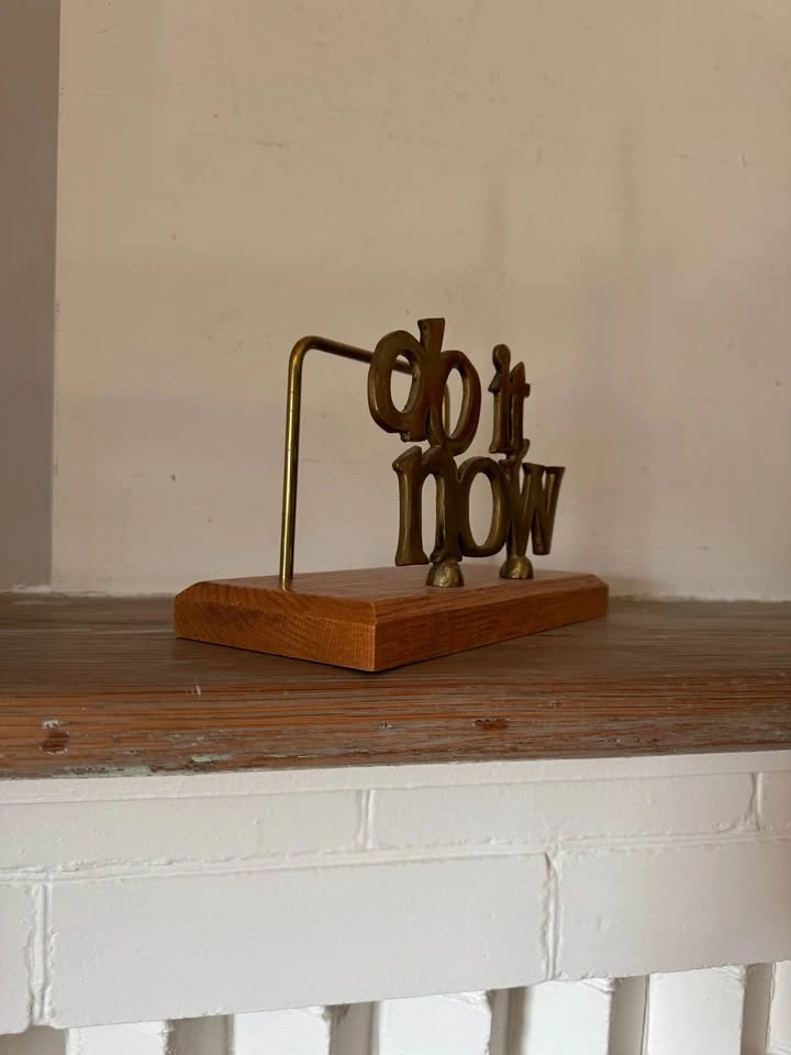 Vintage Brass “DO IT NOW” Letter Holder – MCM Desk Organizer - photo 5