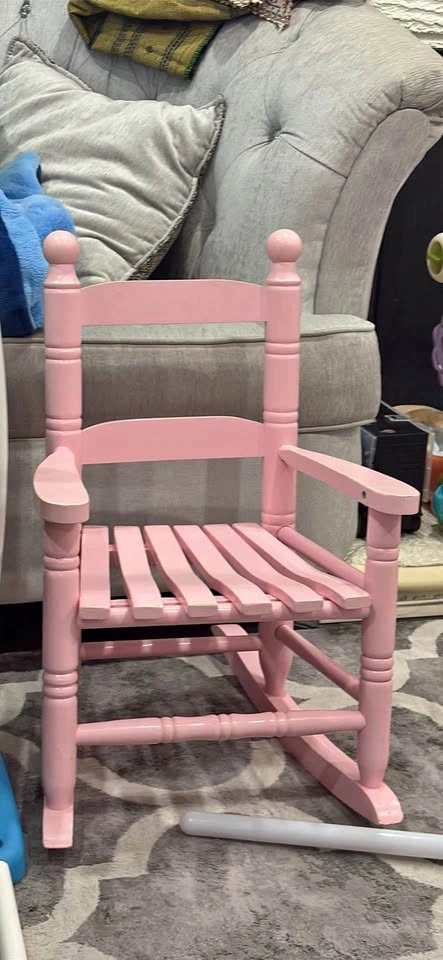Pink Wooden Child's Rocking Chair