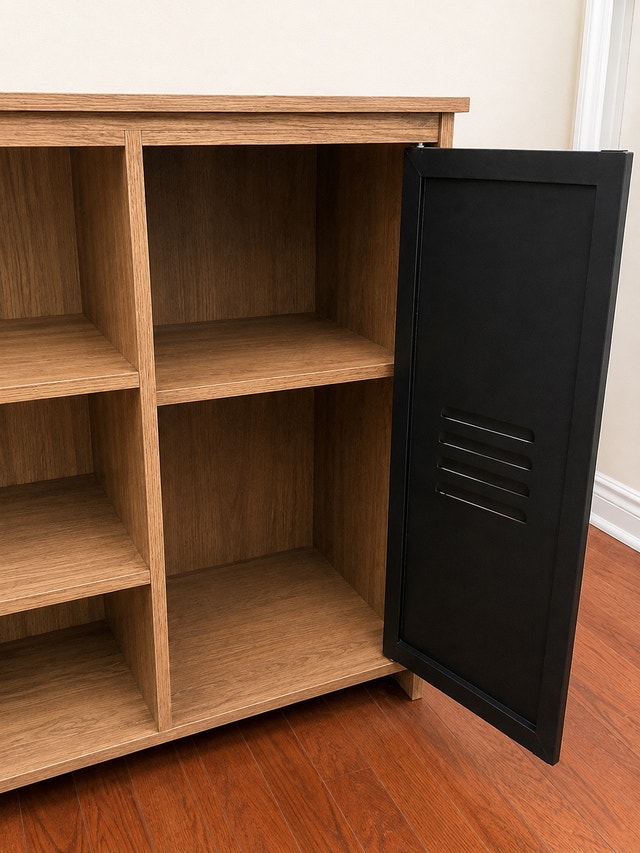 Wood Storage Cabinet with Black Door - photo 2
