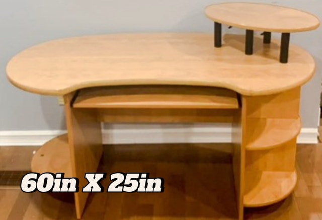 Modern Wooden Computer Desk with Raised Shelf