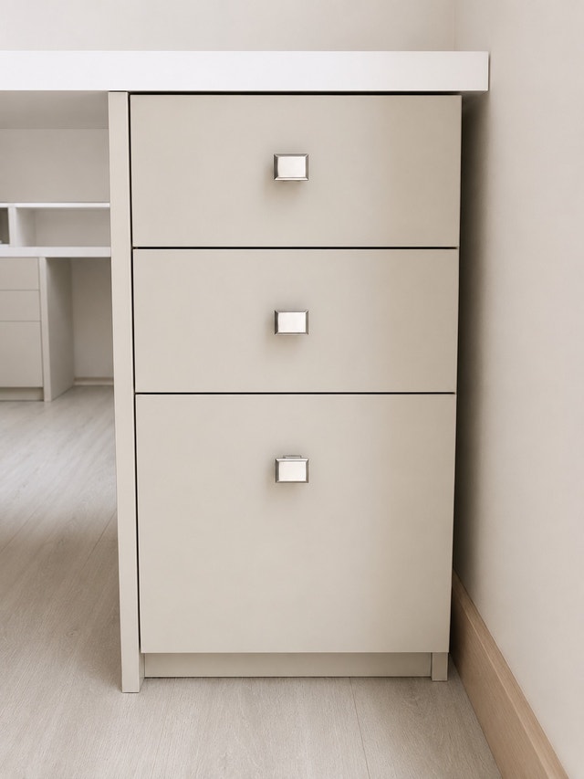 Modern White Office Desk with 4 Drawers - photo 2