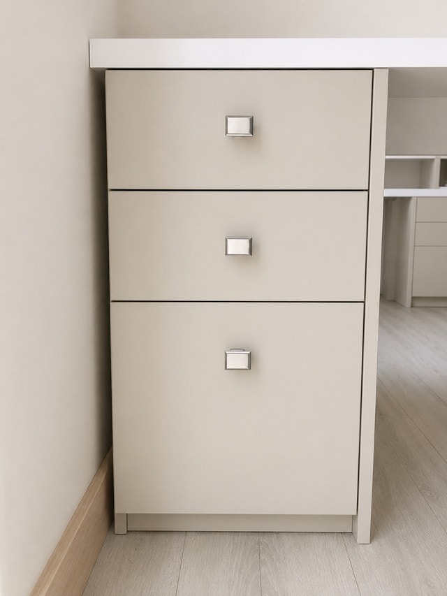 Modern White Office Desk with 4 Drawers - photo 3