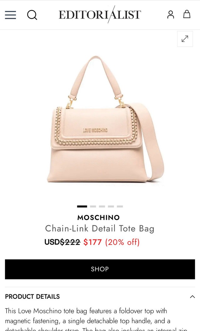 MOSCHINO Chain-Link Detail Tote Bag
