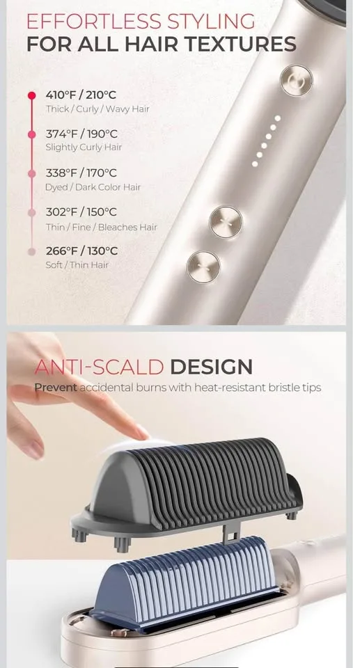 Tymo Hair Straightener Brush Curler image indicator(4)